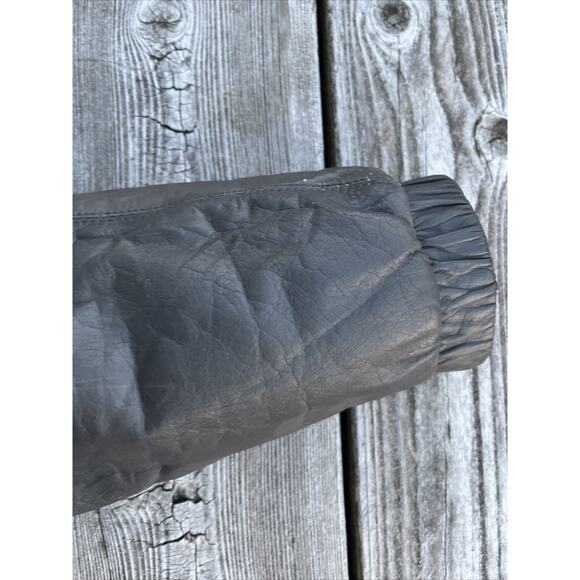 Avant Garde Leather Fur Bomber Jacket Women's Vintage Size 5/6 Y2K 90s Gray Coat - Picture 6 of 13